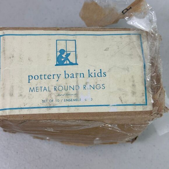 Pottery Barn Set of 8 Round Brushed Nickel Metal Round Ring - Picture 5 of 7